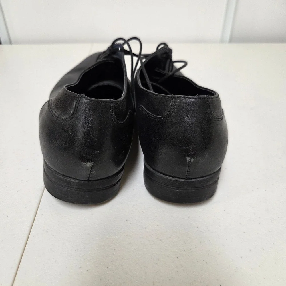 Zara Man Black Leather Pointed Oxford Dress Shoes EU 43 US 10 Formal Business